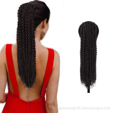 18inch Afro Hair Extensions High Temperature Synthetic Long Kinky Curly Drawstring Ponytails Hair Piece for Black Women